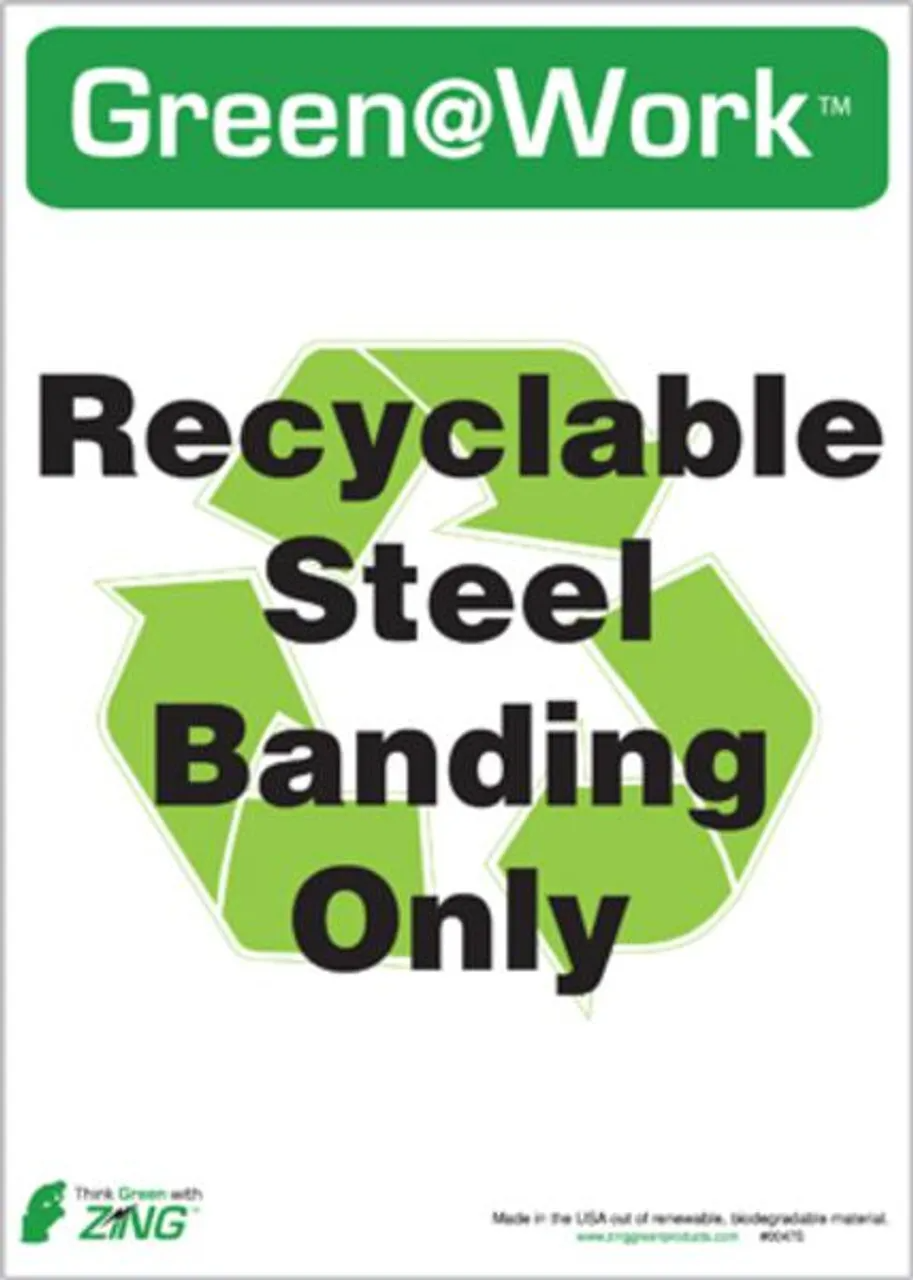 ZING Recycling Label (5/pk), Steel Banding, Self-Adhesive