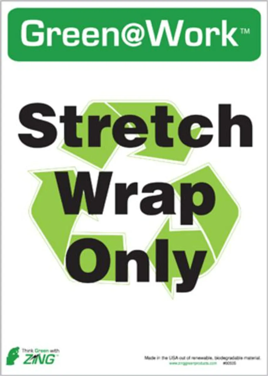 ZING Recycling Label (5/pk), Stretch Wrap Only, Self-Adhesive