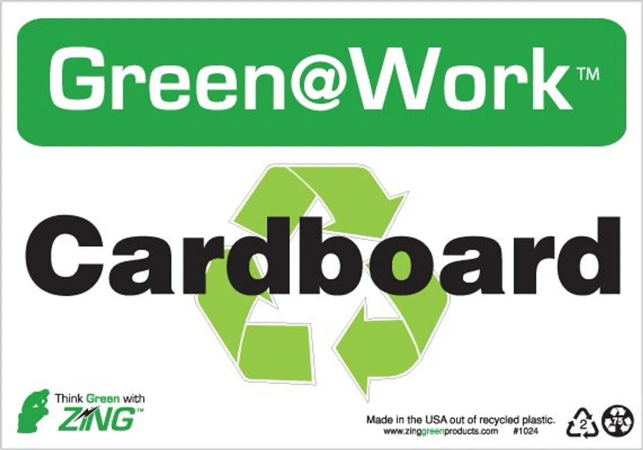 ZING Green at Work Sign, Cardboard, Recycle Symbol, Recycled Plastic
