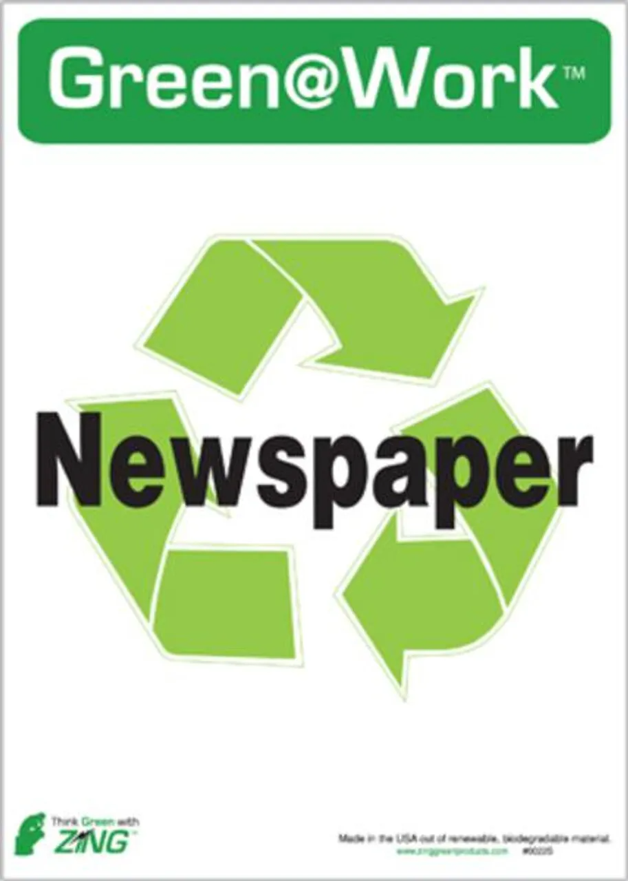 ZING Recycling Label (5/pk), Newspaper, Self-Adhesive