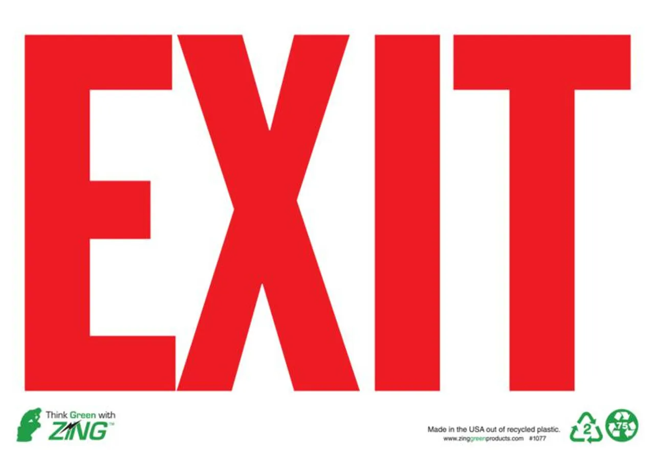 ZING Eco Safety Sign, Exit, Red on White