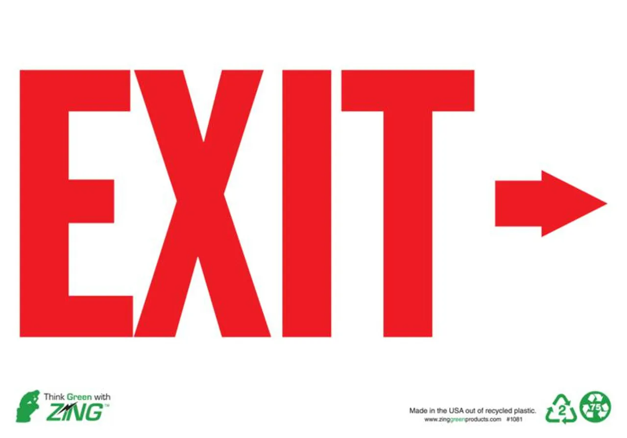 ZING Eco Safety Sign, Exit Right Arrow