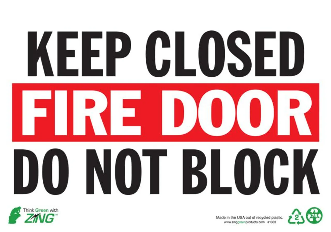 ZING Eco Safety Sign, Keep Fire Door Closed