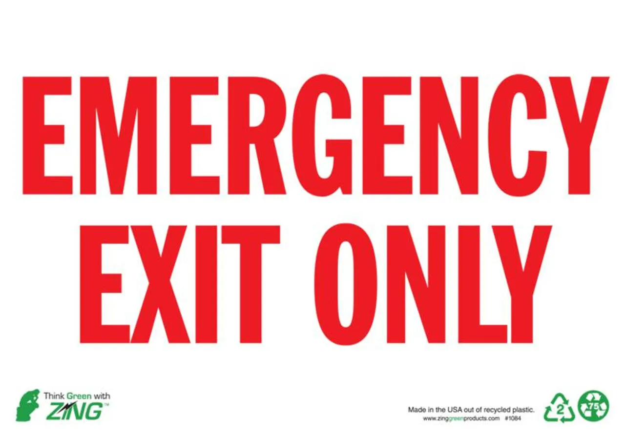 ZING Eco Safety Sign, Emergency Exit Only