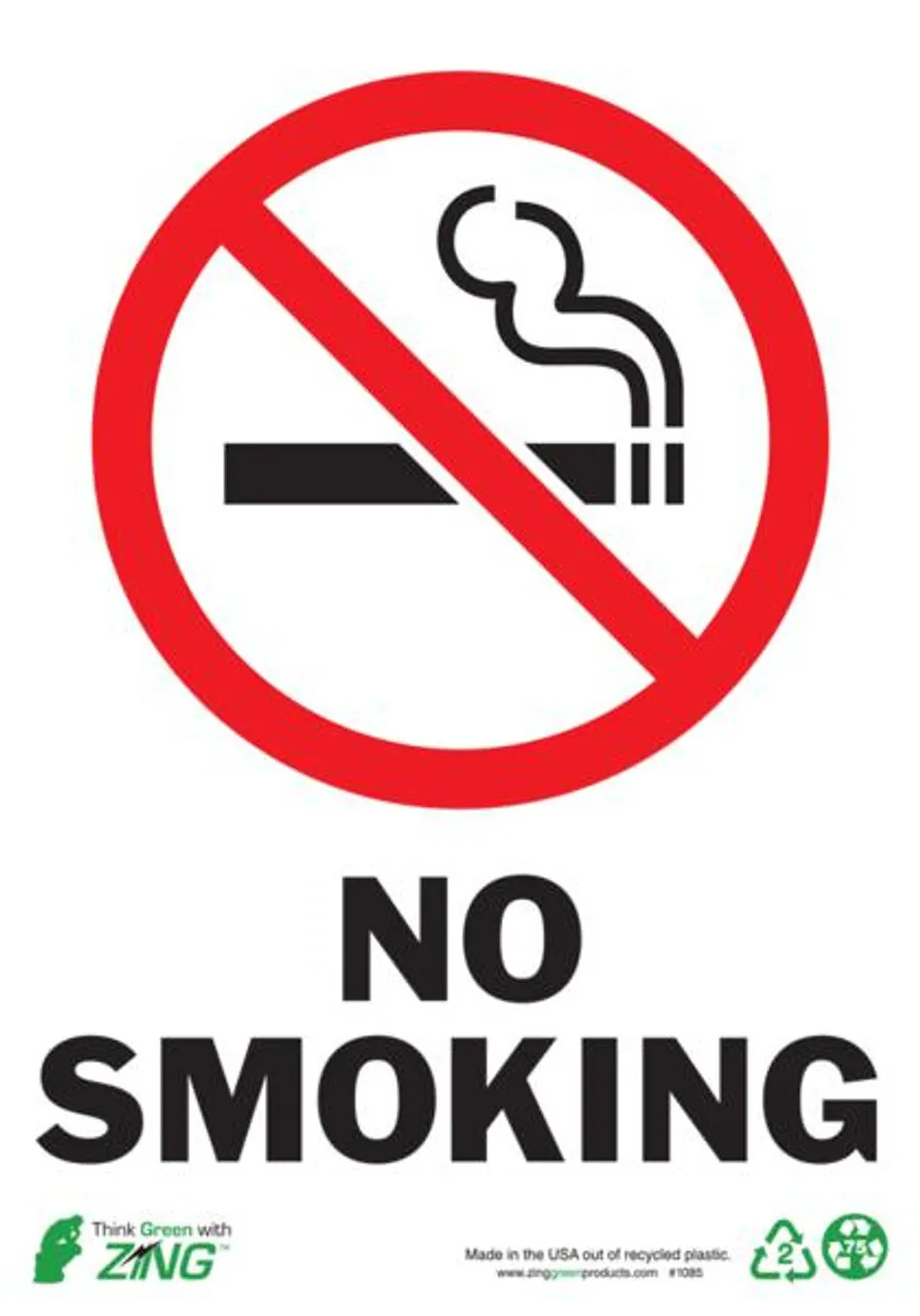 ZING Eco Eco Safety Sign, No Smoking