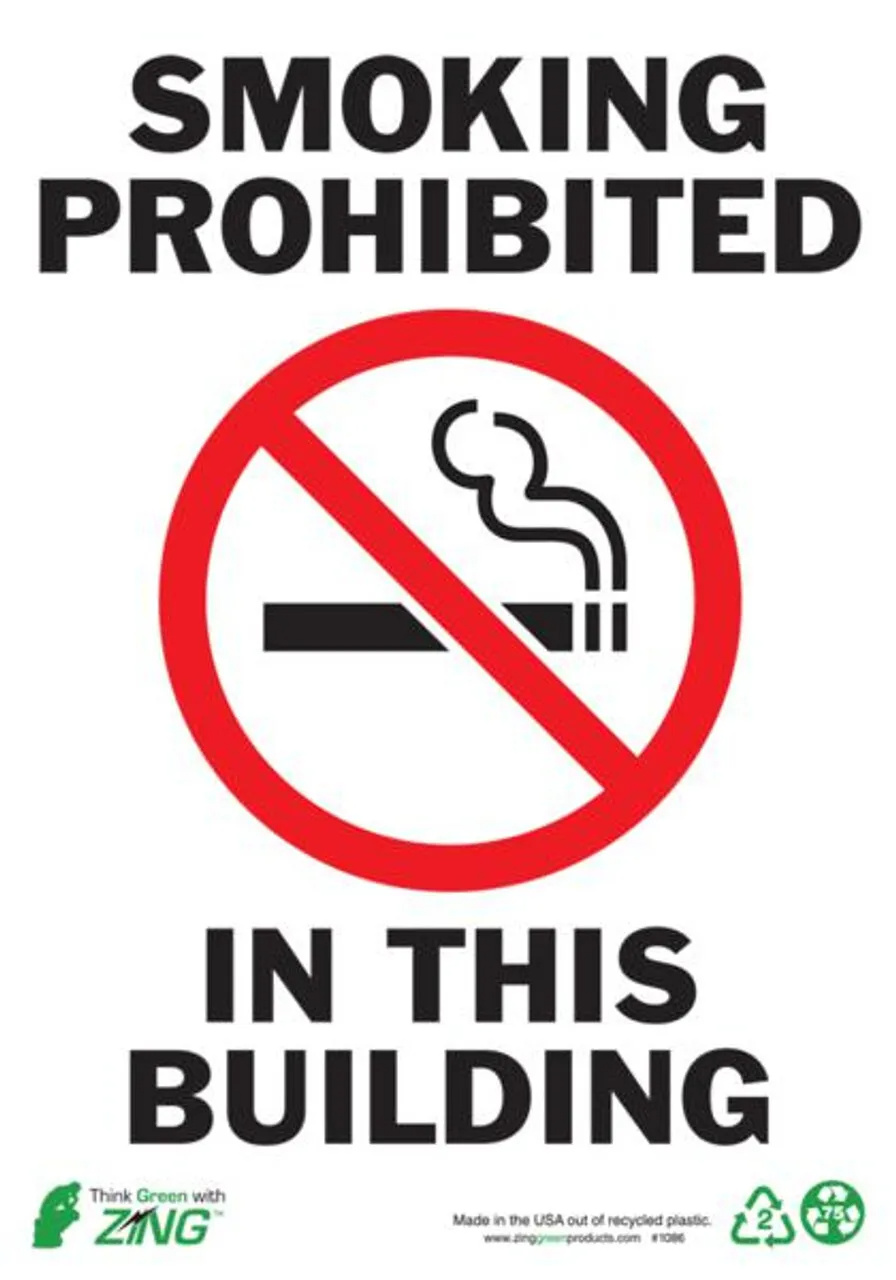 ZING Safety Sign, Smoking Prohibited