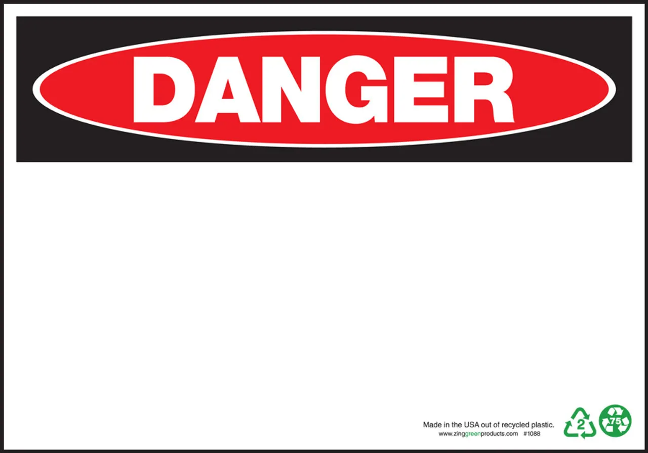 ZING Danger Sign, Blank, Plastic