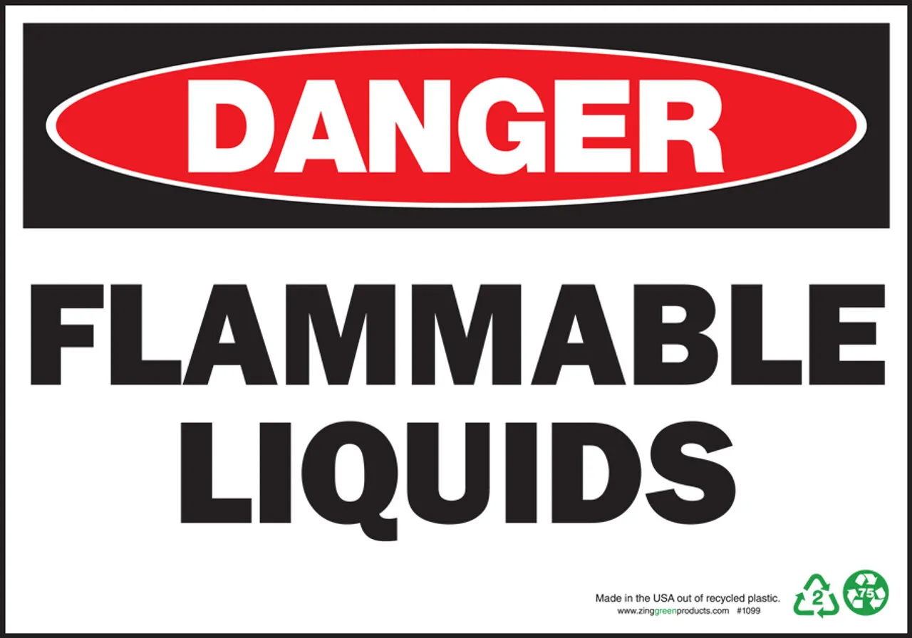 ZING Danger Sign, Flammable Liquids