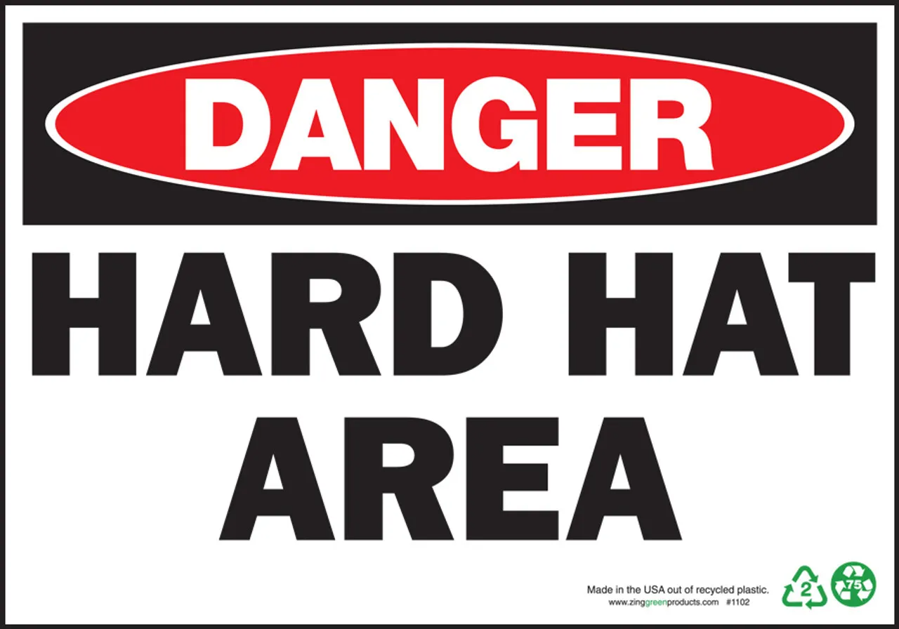 ZING Danger Sign, Hard Hat Area