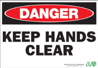 ZING Danger Sign, Keep Hands Clear