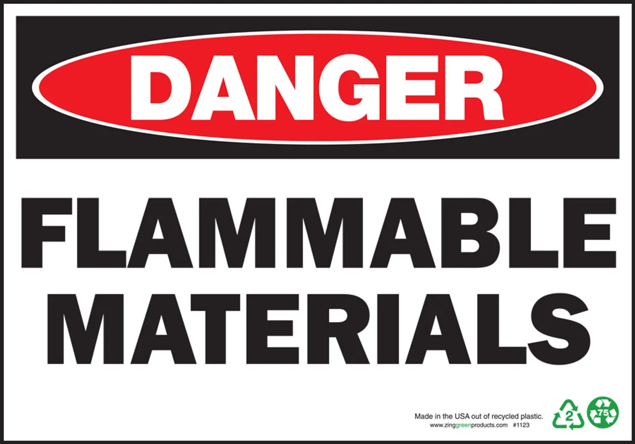 ZING Danger Sign, Flammable Materials