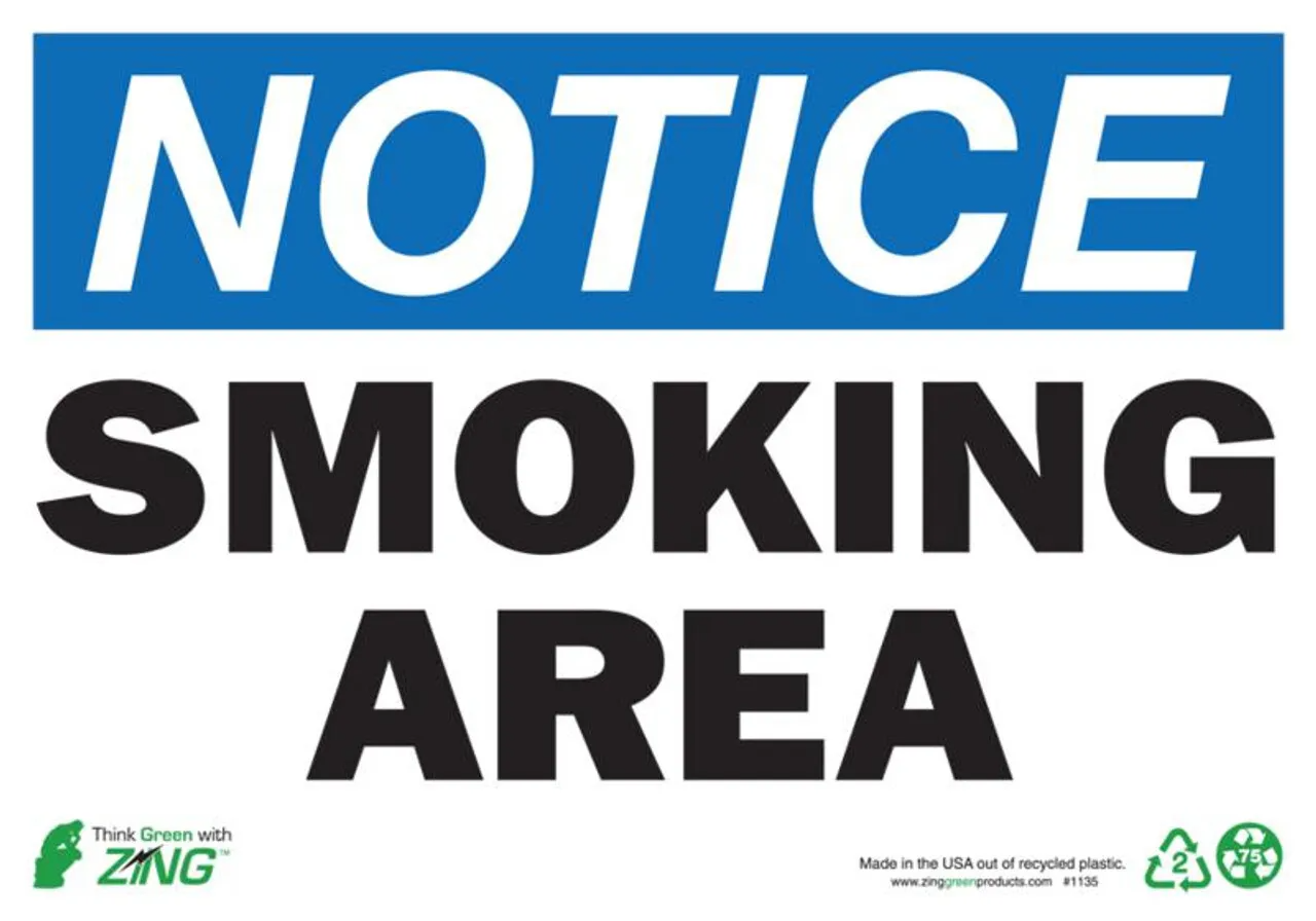 ZING Eco Safety Sign, NOTICE Smoking Area
