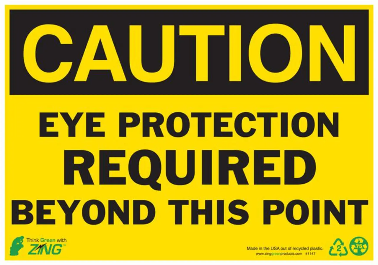 ZING Eco Safety Sign, CAUTION Eye Protection Required