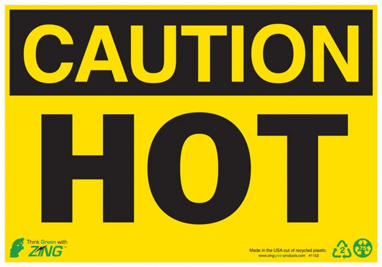 ZING Eco Safety Sign, CAUTION Hot