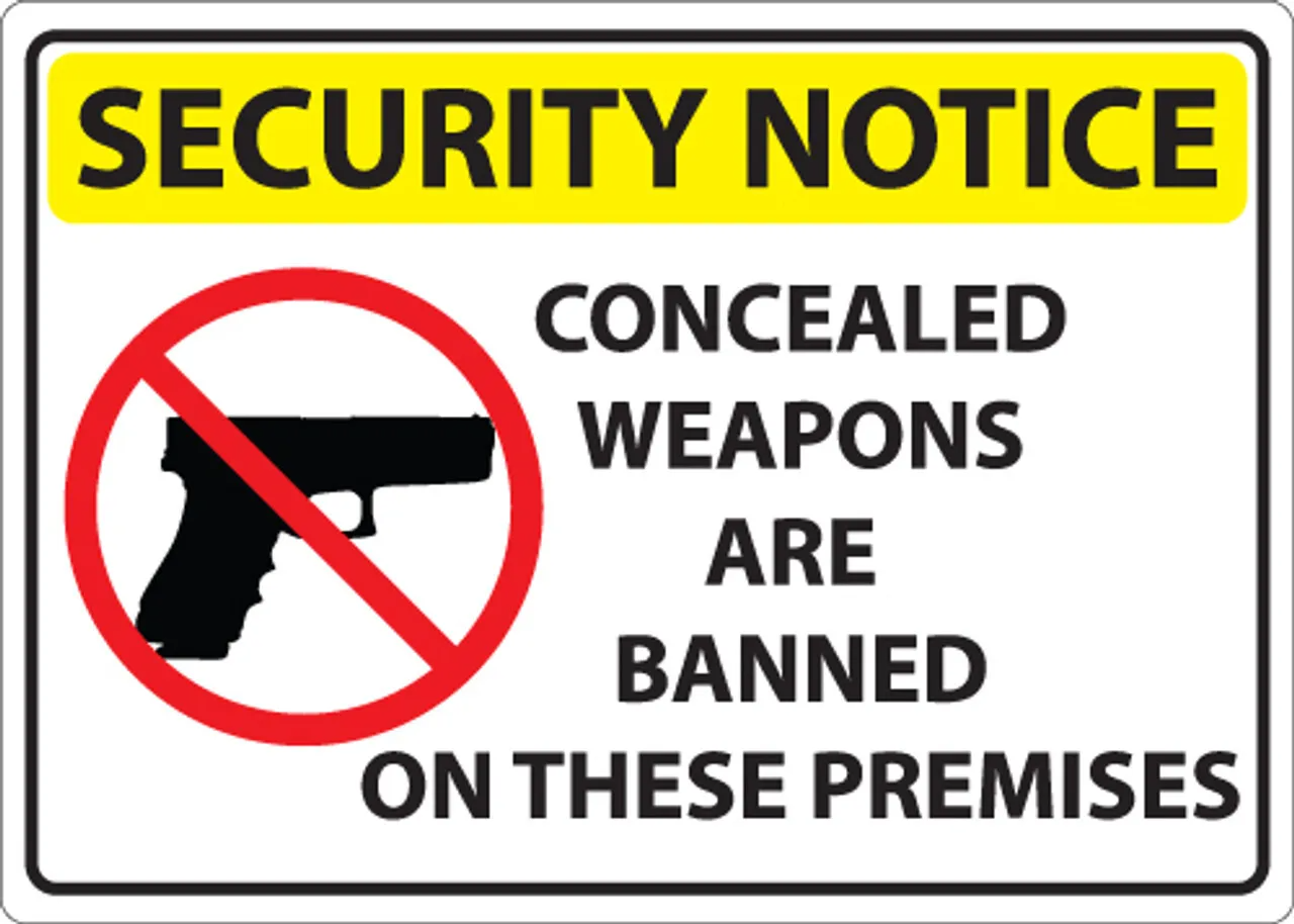 ZING Concealed Carry Sign, Security Notice Concealed Weapons