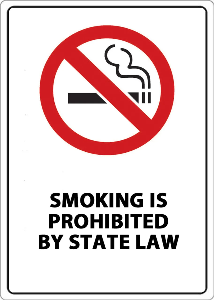 ZING No Smoking State Law Window Decal