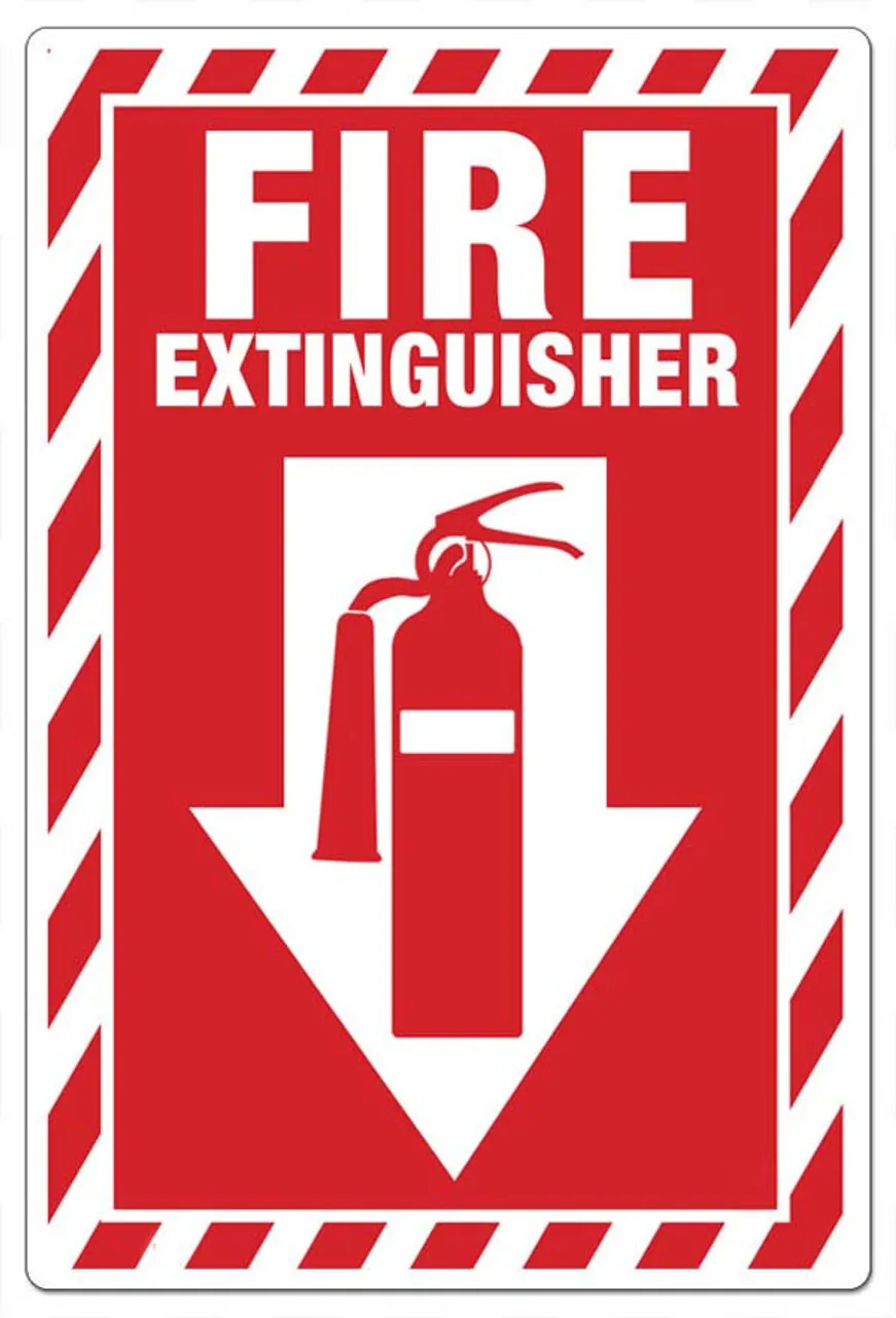 ZING Eco Safety Sign, Fire Extinguisher with Down Arrow and Pictogram