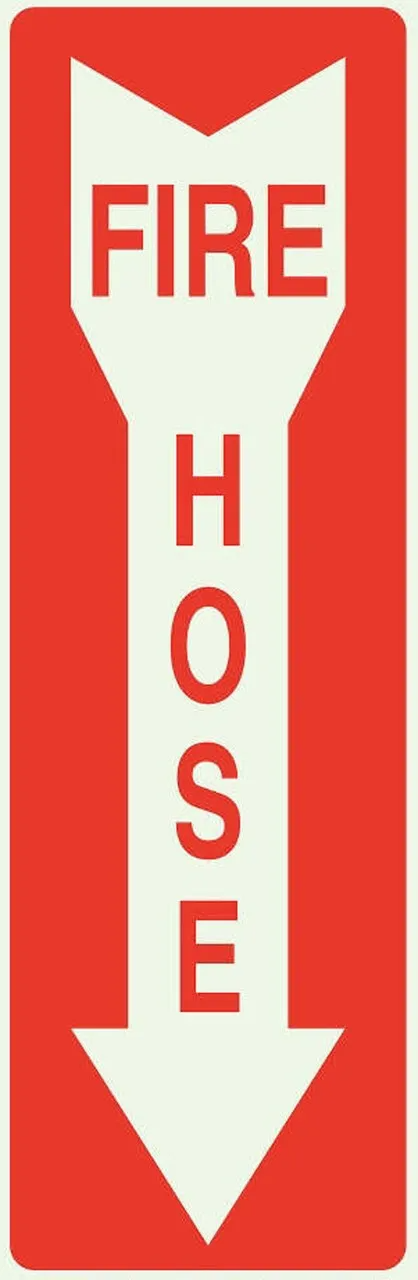 ZING Eco Safety Sign, Fire Hose w/Arrow, 14Hx3.25W