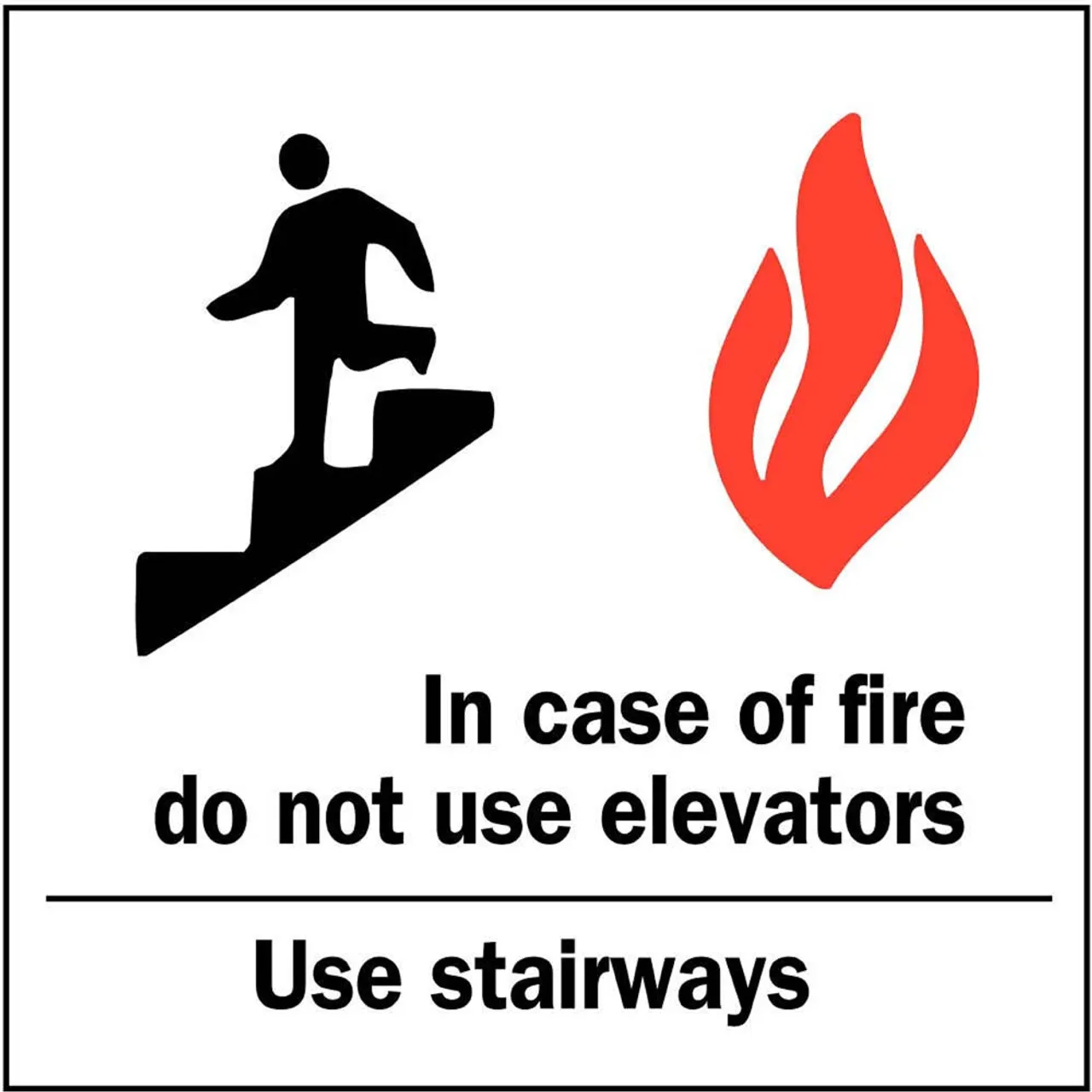 ZING Eco Safety Sign, In Case of Fire Use Stairs w/Picto