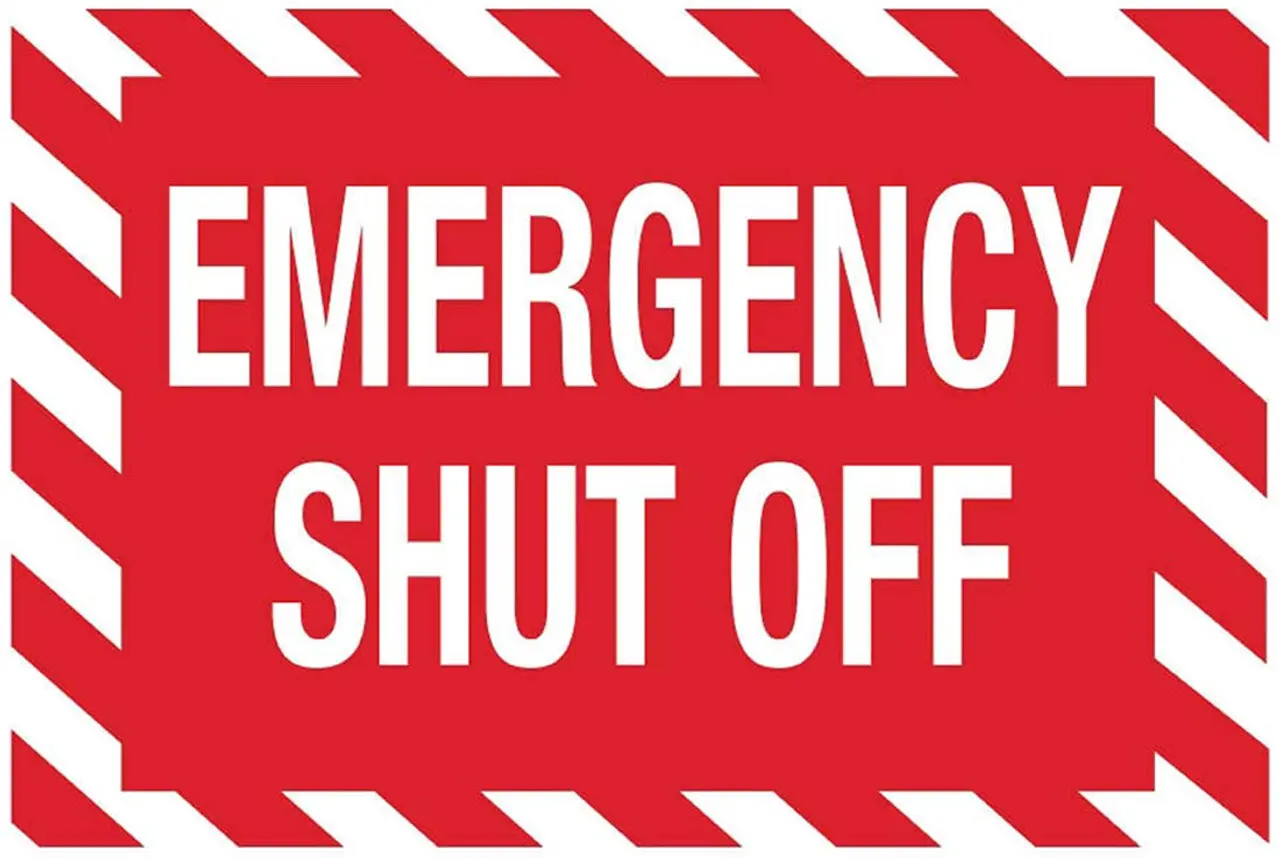 ZING Eco Safety Sign, Emergency Shut Off