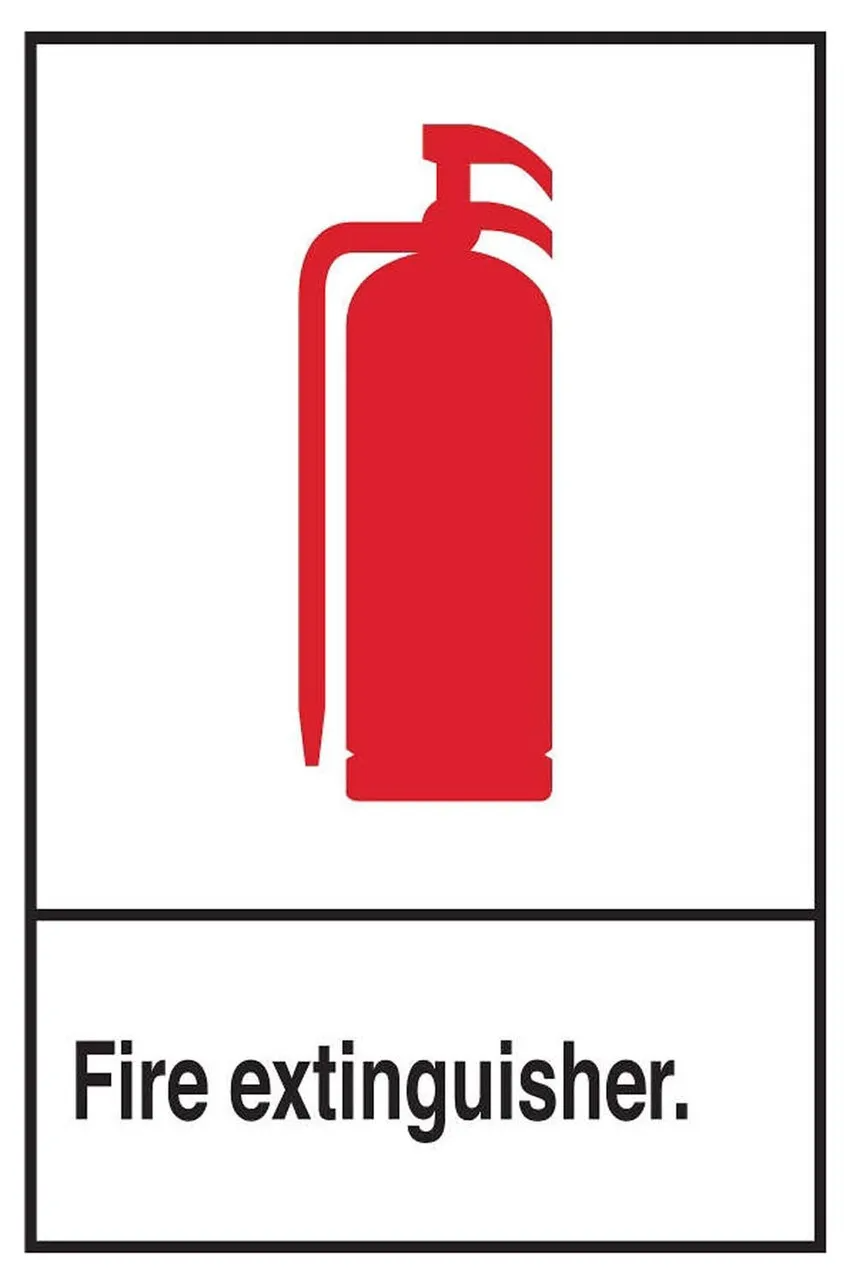ZING Eco Safety Sign, Fire Extinguisher, Red on White, with Pictogram