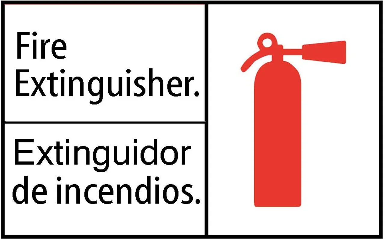 ZING Eco Safety Sign, Fire Extinguisher w/Picto, English/Spanish