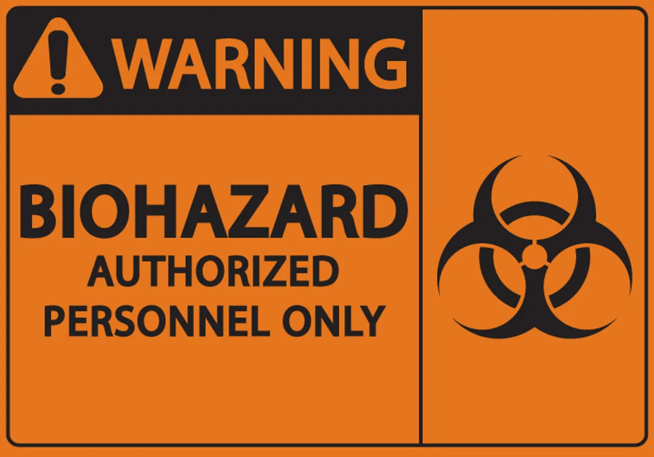 ZING Eco Safety Label, Warning Biohazard Authorized Personnel Only