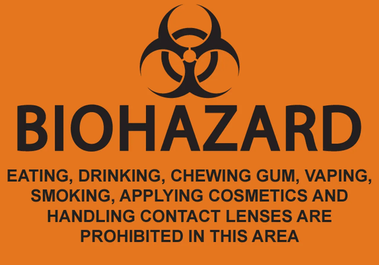 ZING Eco Safety Sign, BioHazard No Eating, Smoking, Drinking Sign, 7Hx10W