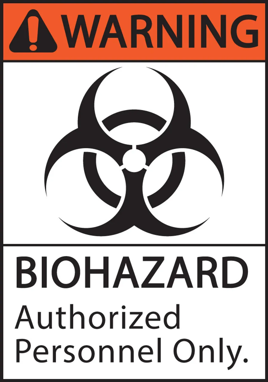 ZING Eco Safety Sign, Warning BioHazard Authorized Personnel Only, 10Hx7W