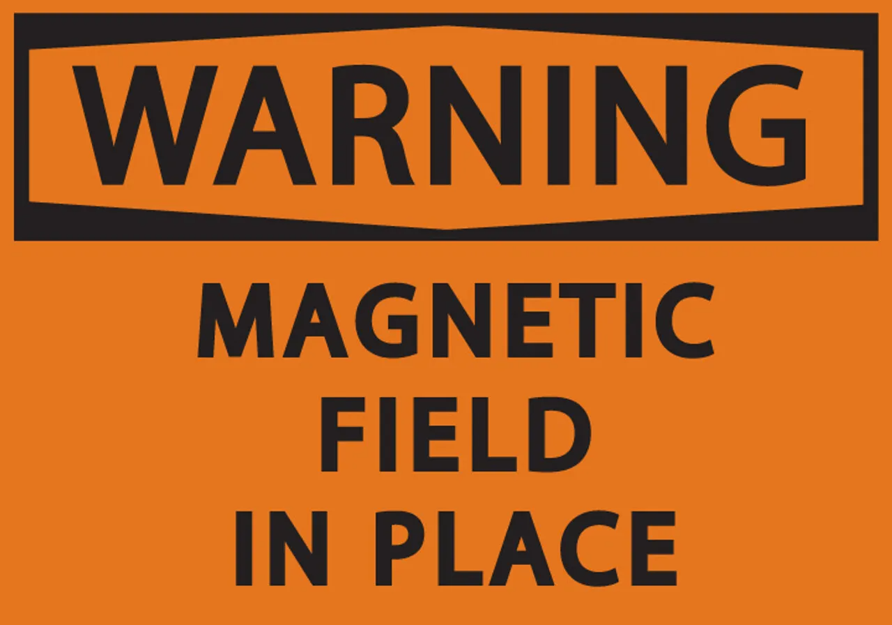 ZING Eco Safety Sign, Warning Magnetic Field In Place, 7Hx10W