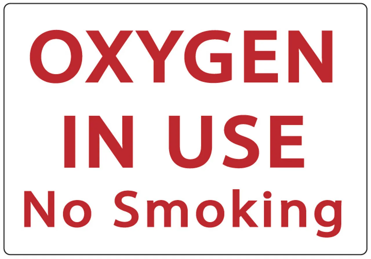ZING Eco Safety Sign, Oxygen In Use No Smoking, 7Hx10W