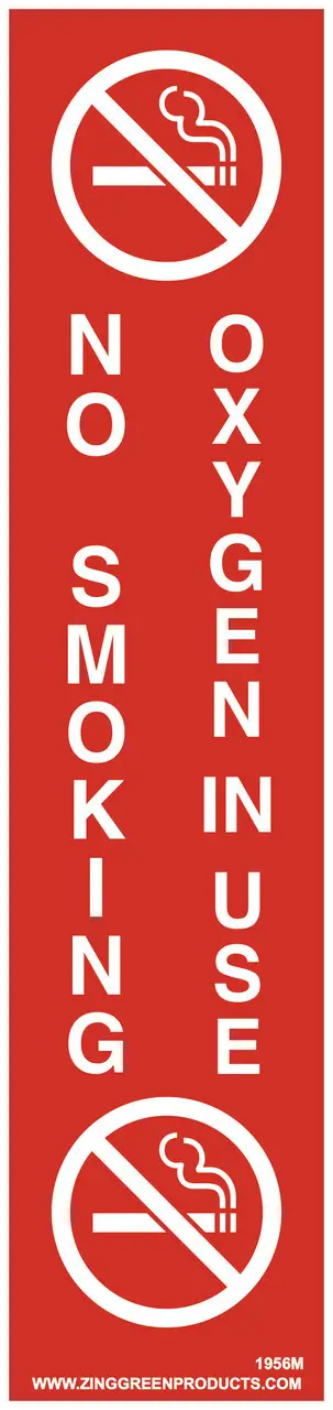 ZING 195 Sign, No Smoking Oxygen In Use