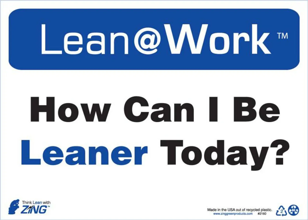 ZING 2160 Lean at Work Sign, How Can I Be Leaner Today, 10Hx14W, Recycled Plastic