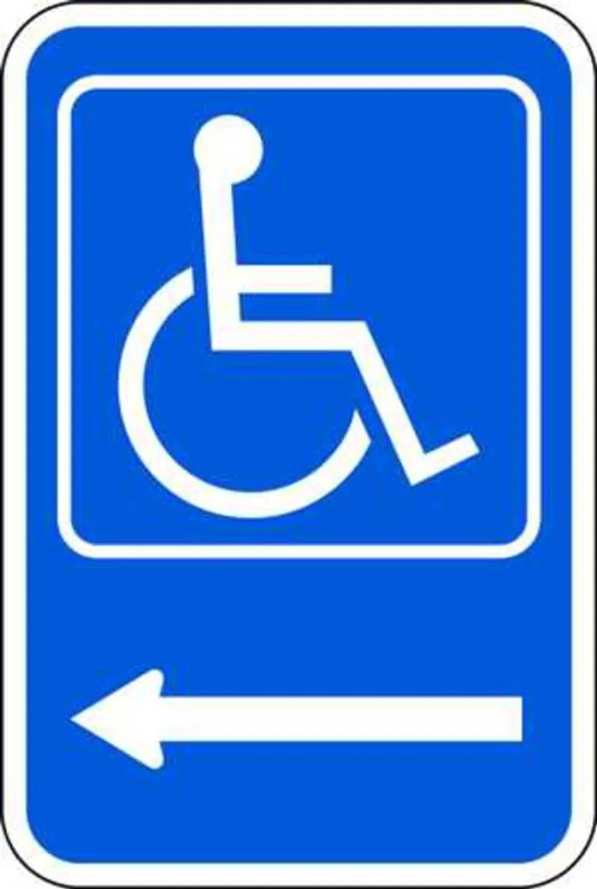 ZING Eco Parking Sign, Handicapped, Left Arrow