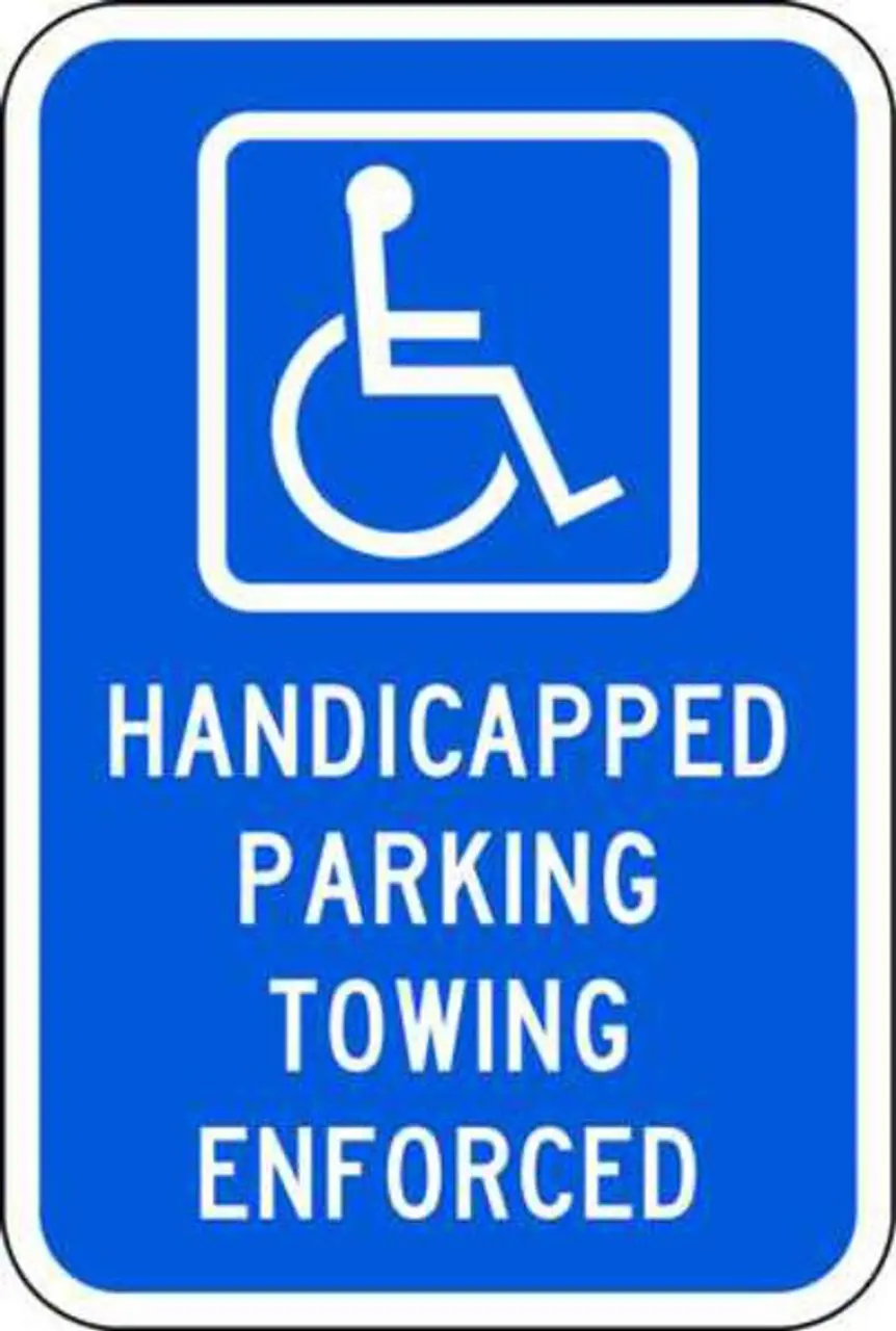 ZING Eco Parking Sign, Handicapped Parking Towing, 18Hx12W