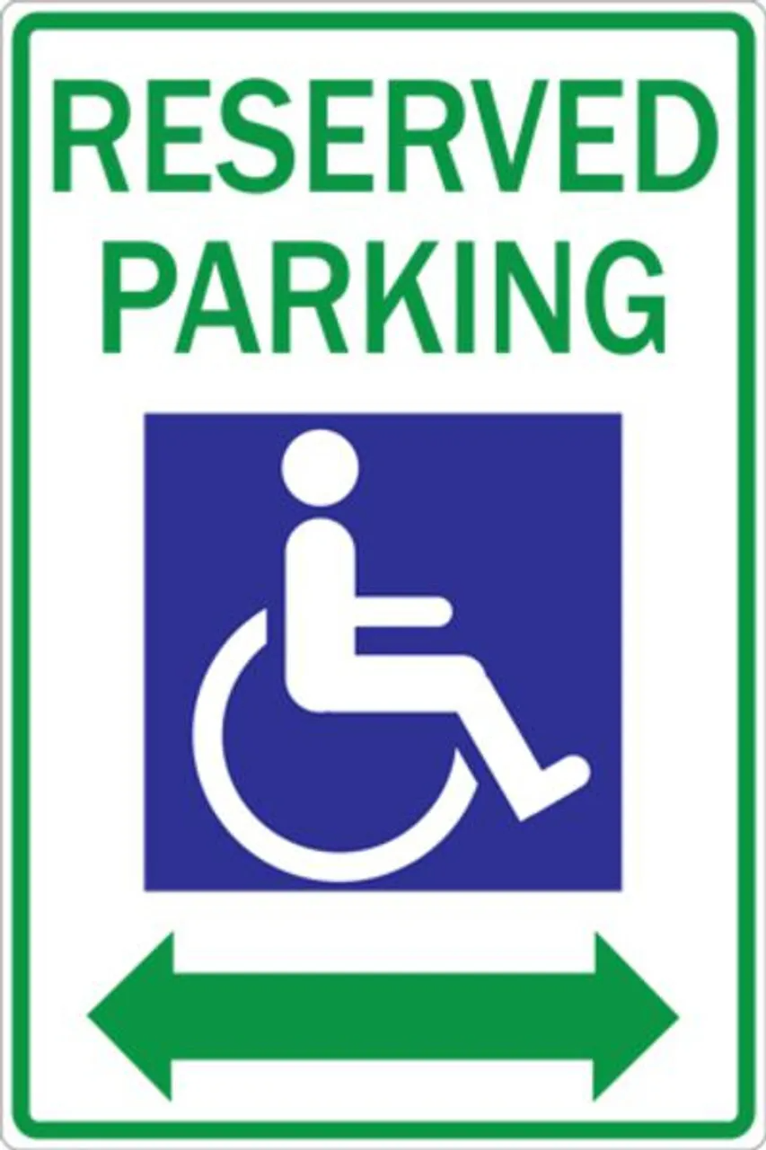 ZING Eco Parking Sign, Reserved Parking, Handicapped, Double Arrow