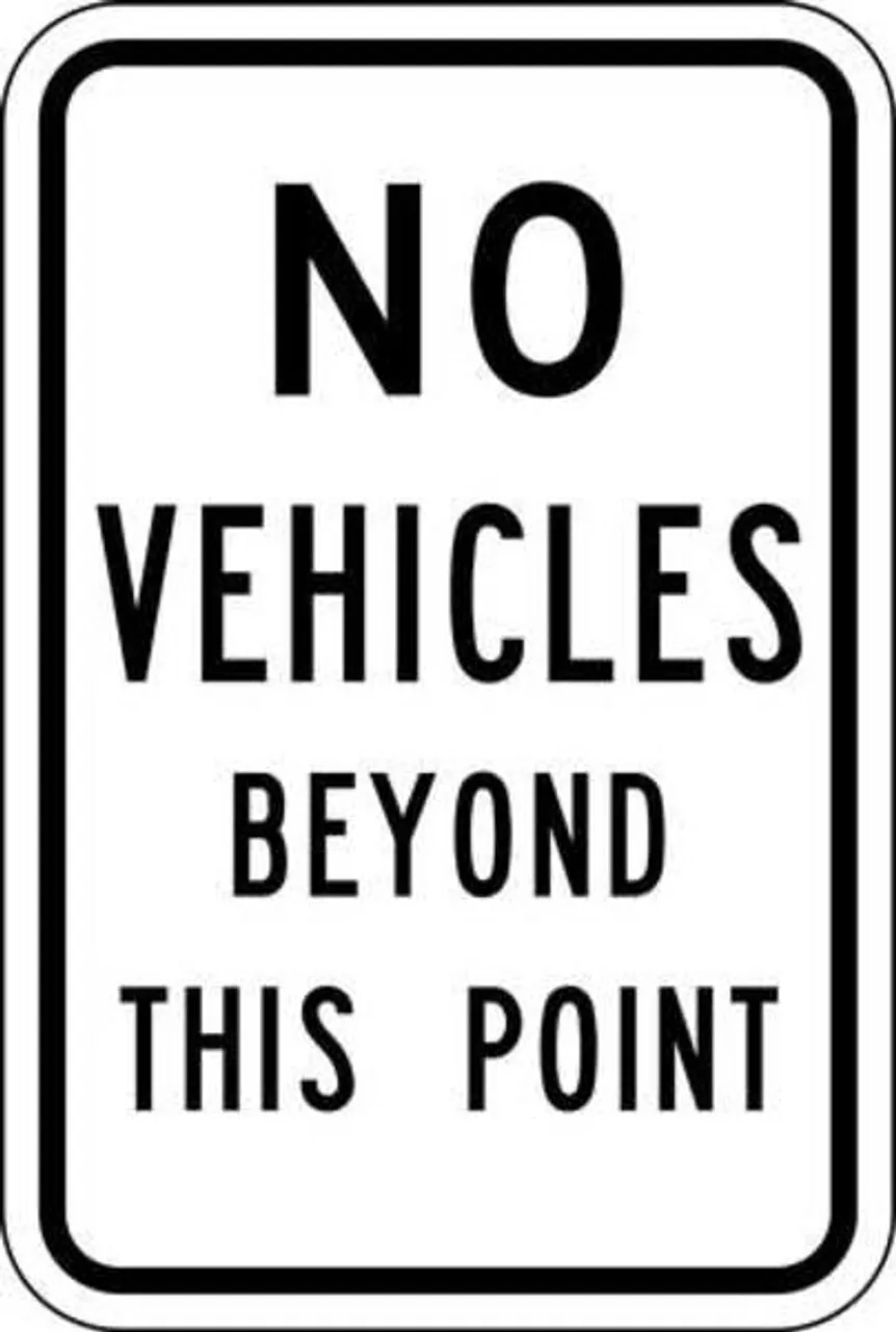 ZING Eco Parking Sign, No Vehicles Beyond, 18Hx12W , Available in Different Materials