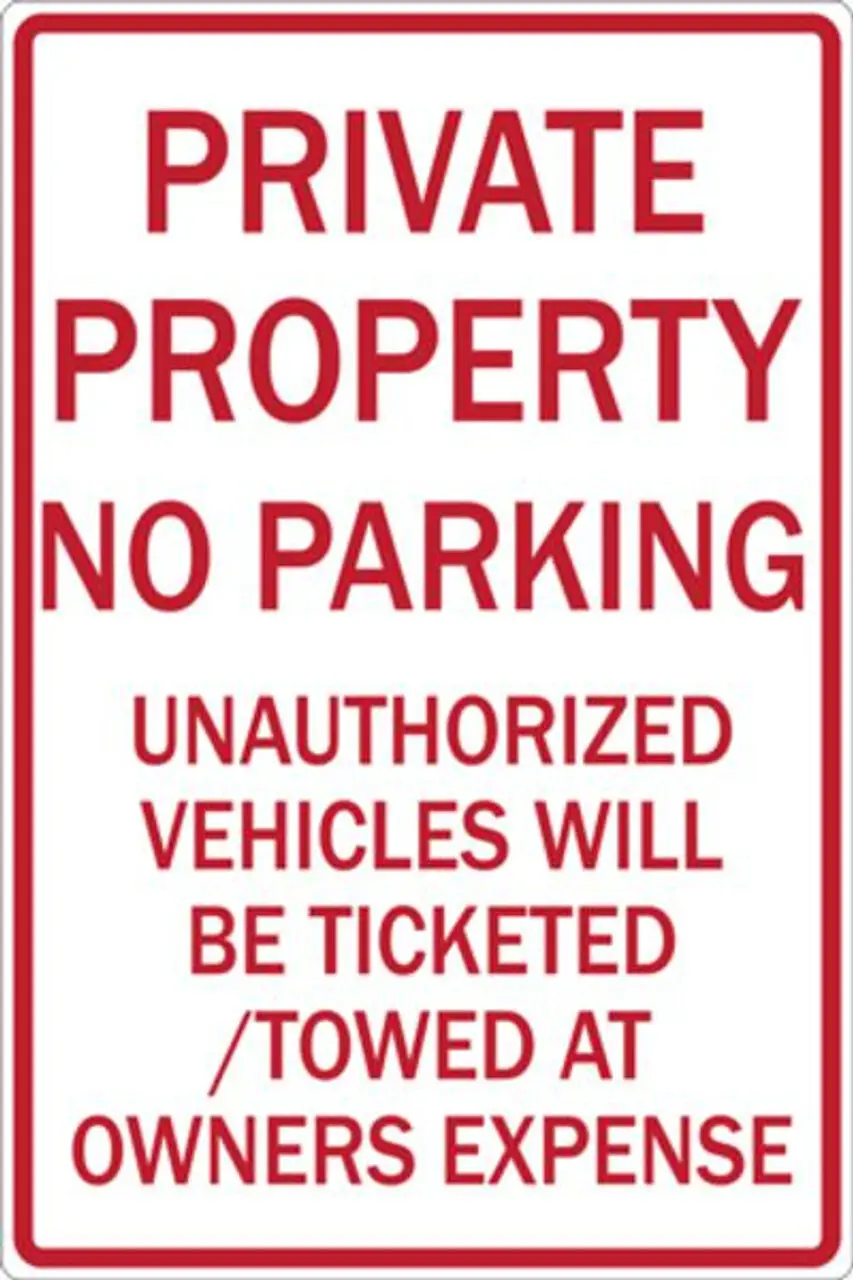 ZING Eco Parking Sign, Private Property No Parking, 18Hx12W, Available in Different Materials