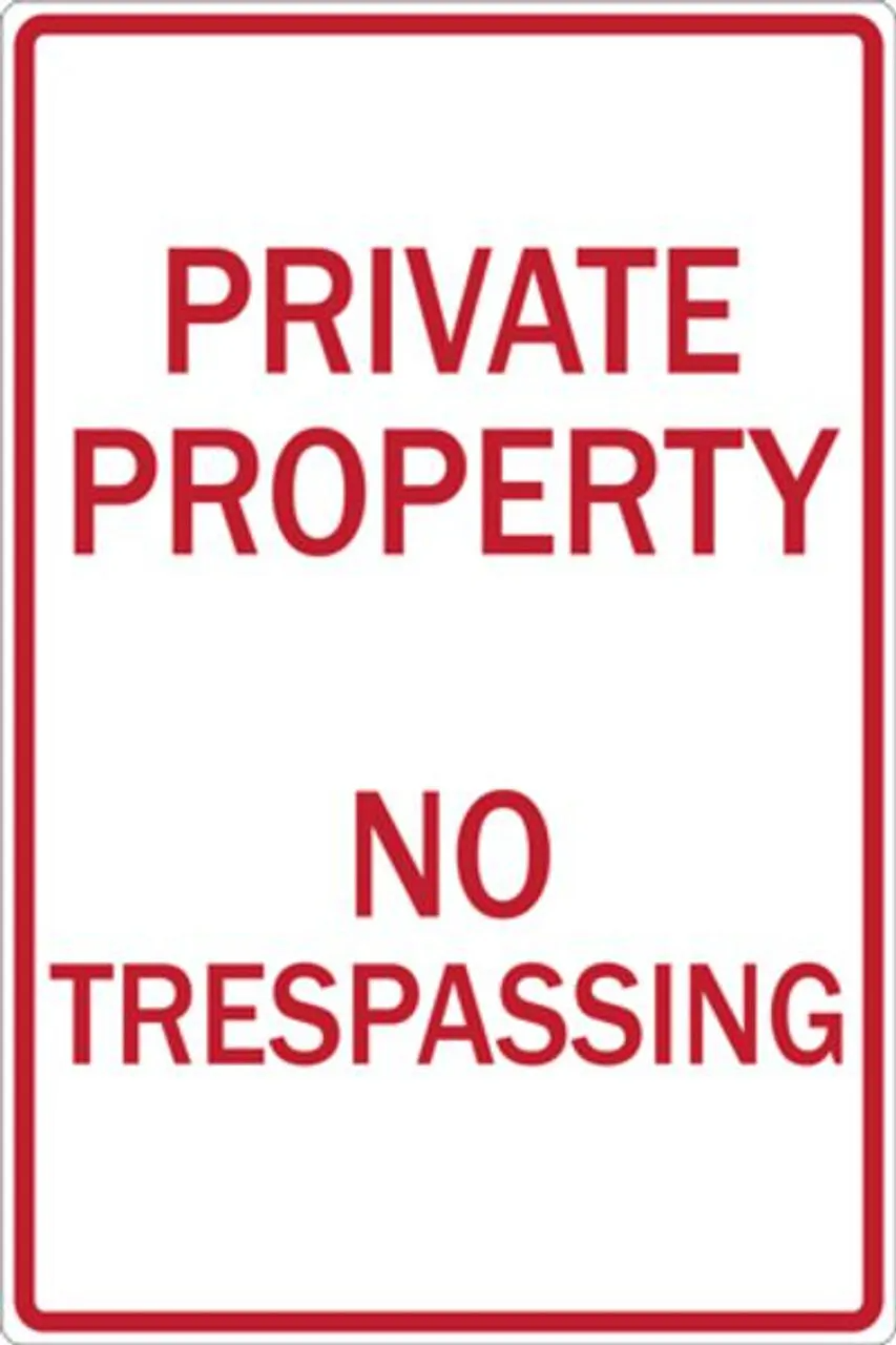 ZING Eco Parking Sign, Private Property No Trespass, 18Hx12W, Available in Different Materials
