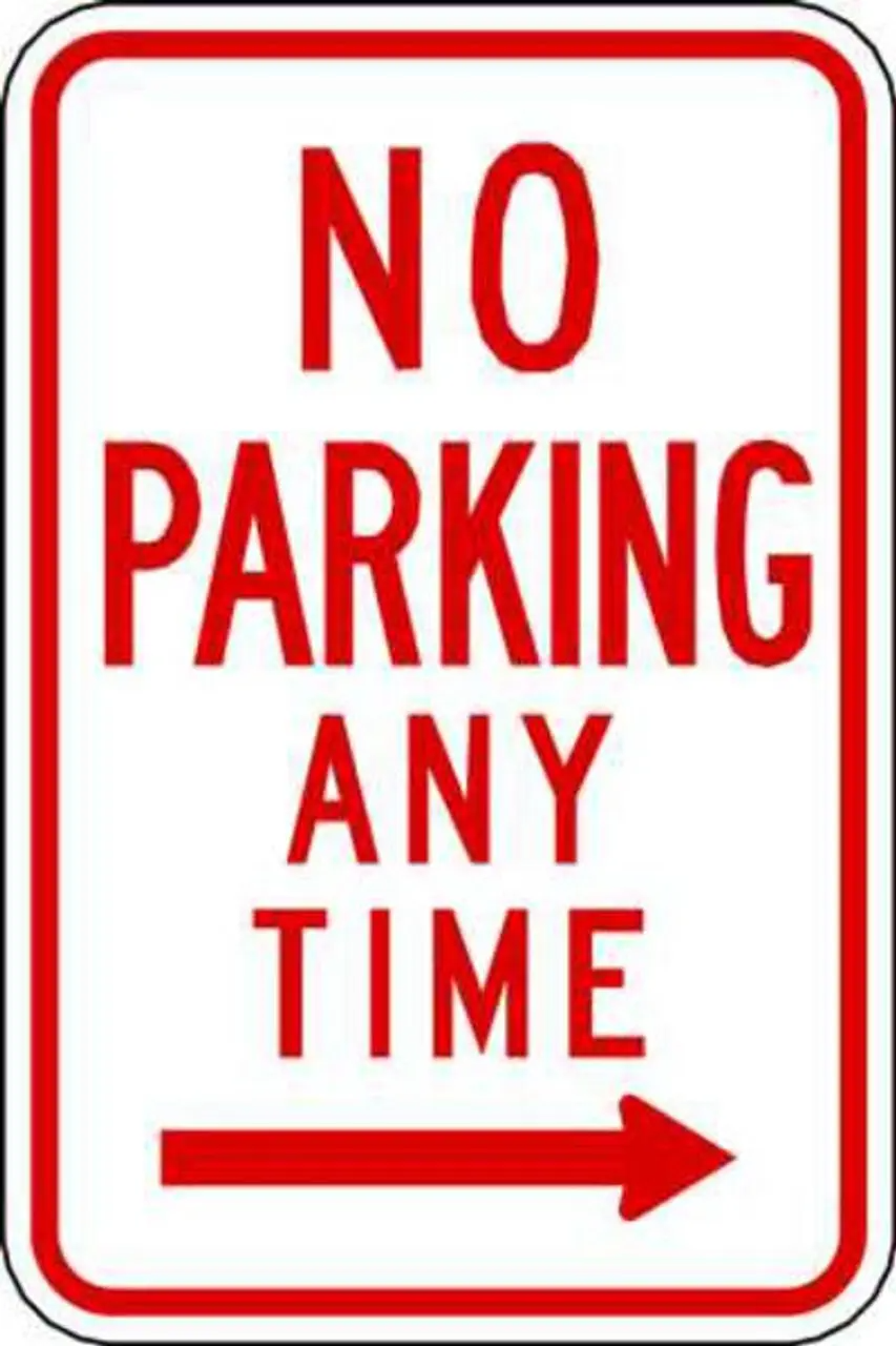 ZING Eco Parking Sign, No Parking Anytime, Right Arrow, 18Hx12W, Available in Different Materials