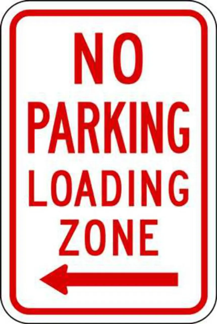ZING Eco Parking Sign, No Parking Loading Zone, Left Arrow