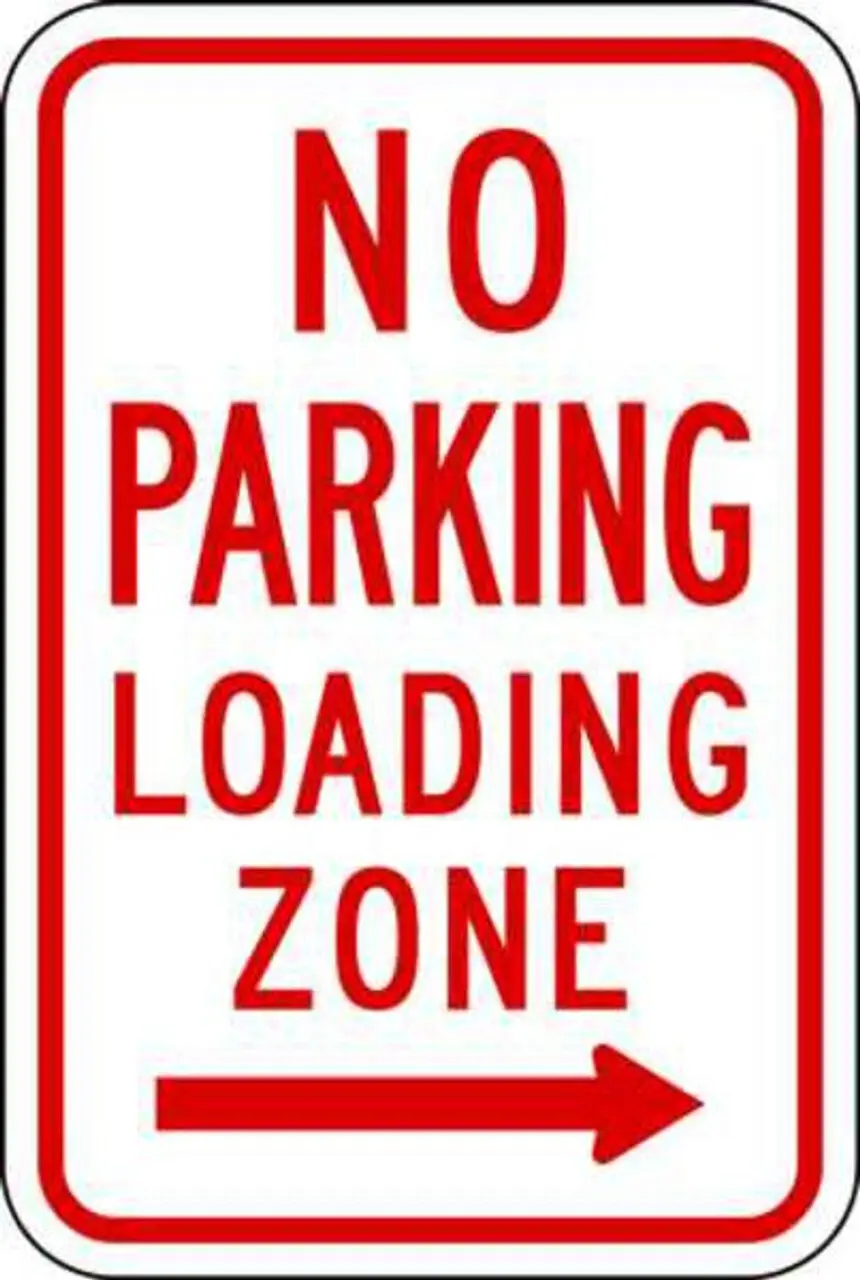 ZING Eco Parking Sign, No Parking Loading Zone, Right Arrow