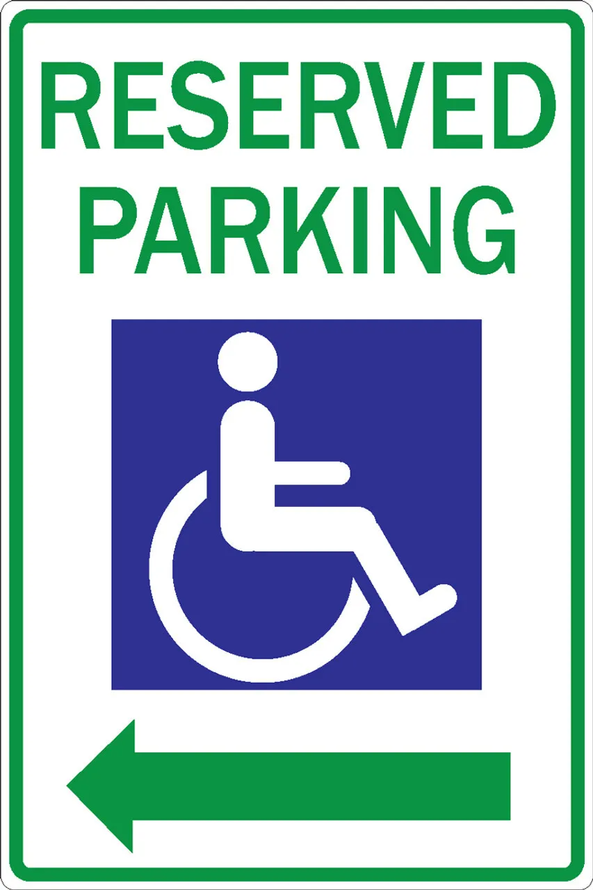 ZING Eco Parking Sign, Reserved Handicap Parking with LEFT Arrow, 18Hx12W