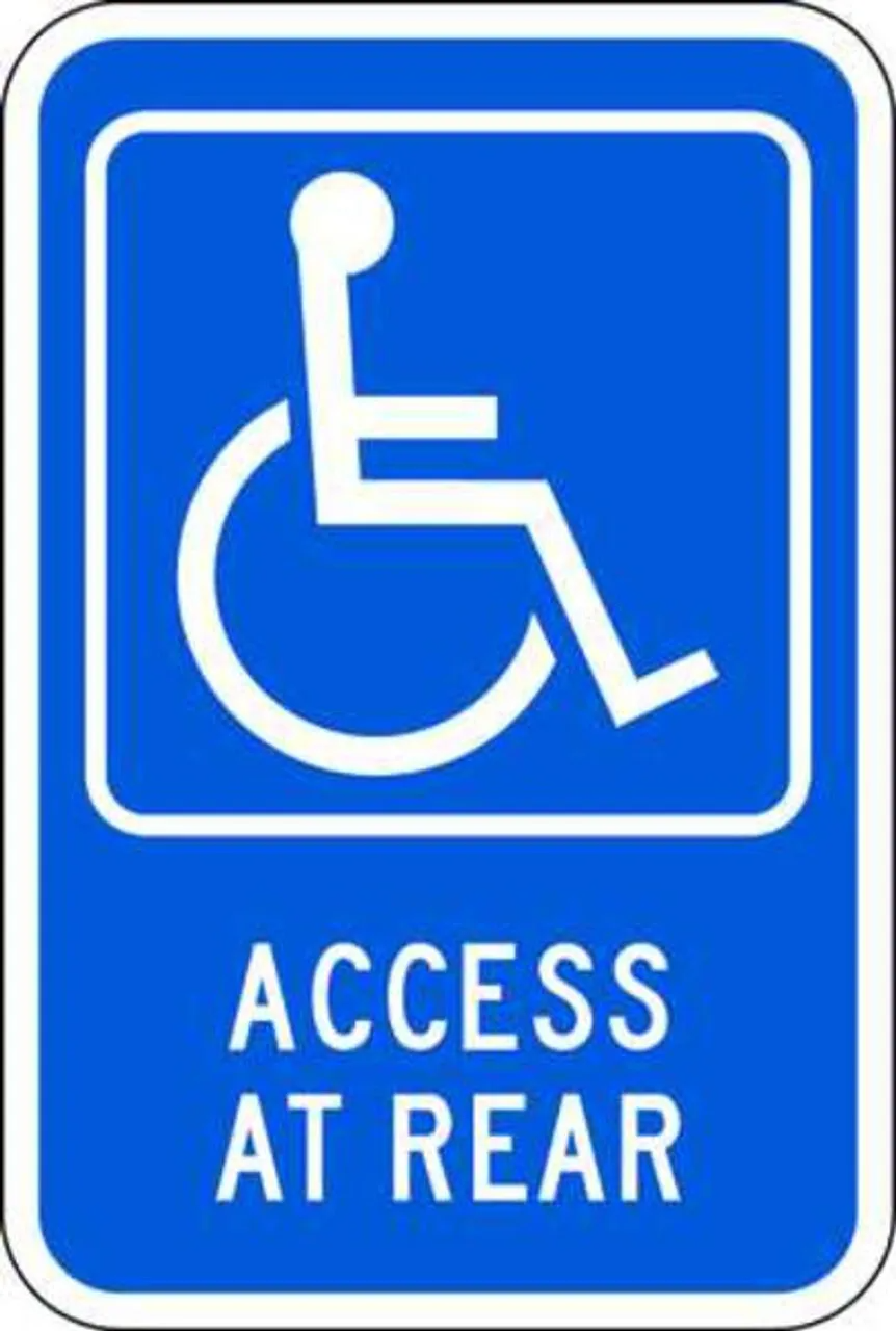 ZING Eco Parking Sign, Handicap, Access at Rear, 18Hx12W