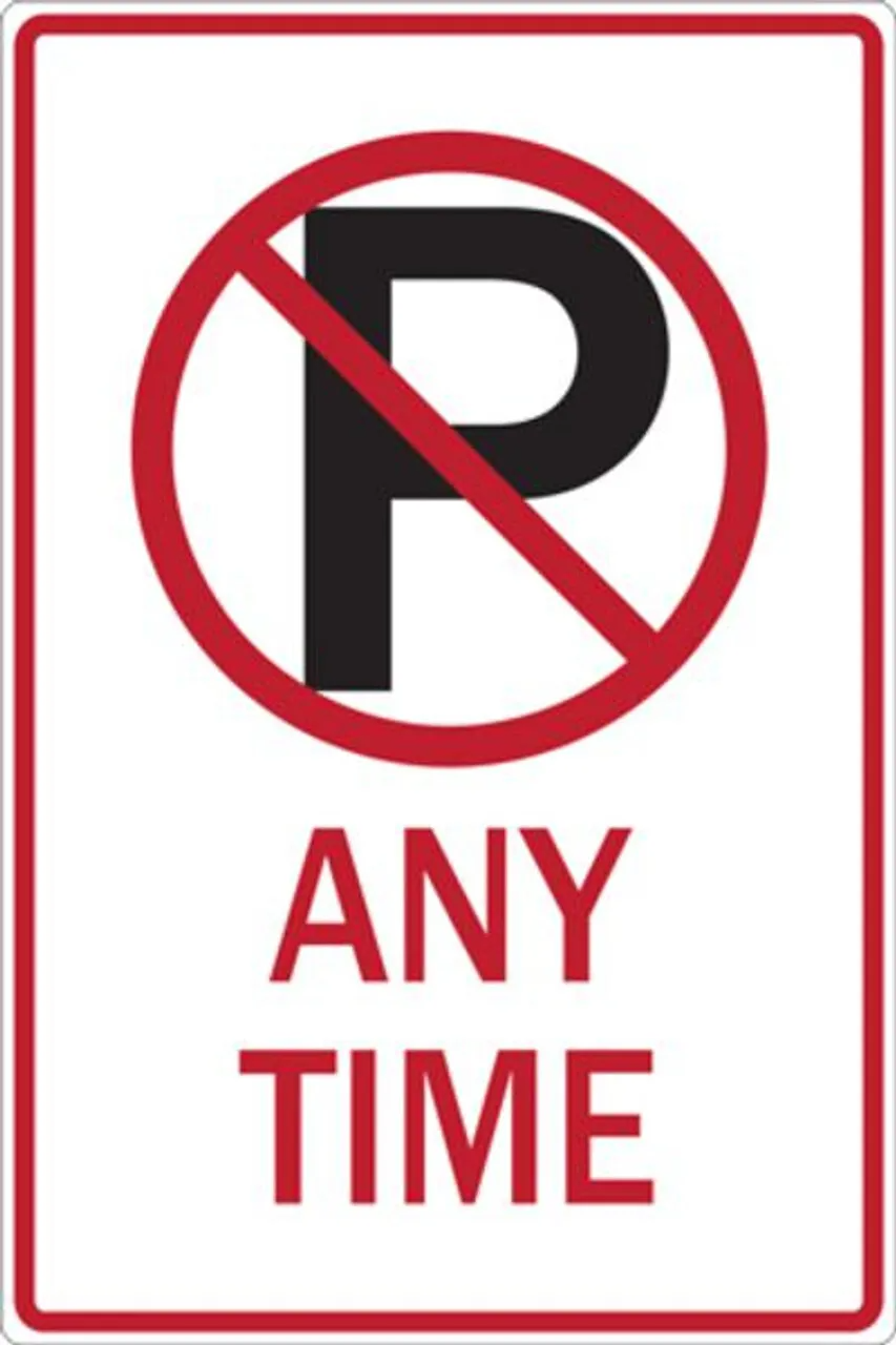 ZING 2464 Eco Parking Sign, No Parking Symbol Anytime, 18Hx12W, Engineer Grade Prismatic, Recycled Aluminum