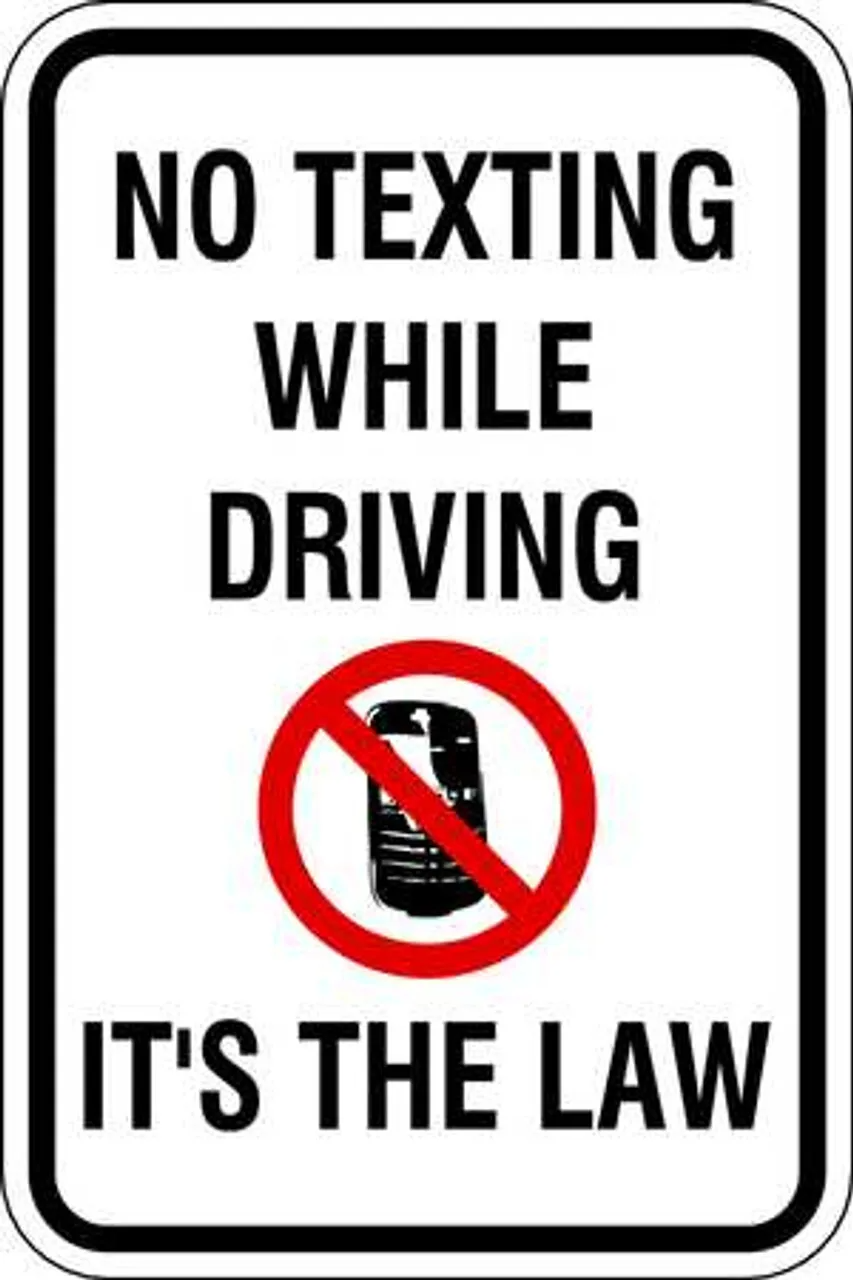 ZING Eco Traffic Sign, No Texting While Driving, 18Hx12W