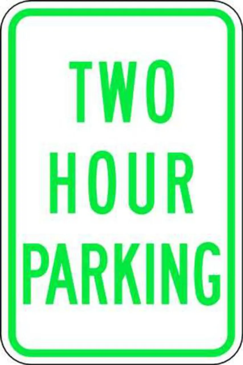 ZING Eco Parking Sign, Two Hour Parking, 18Hx12W