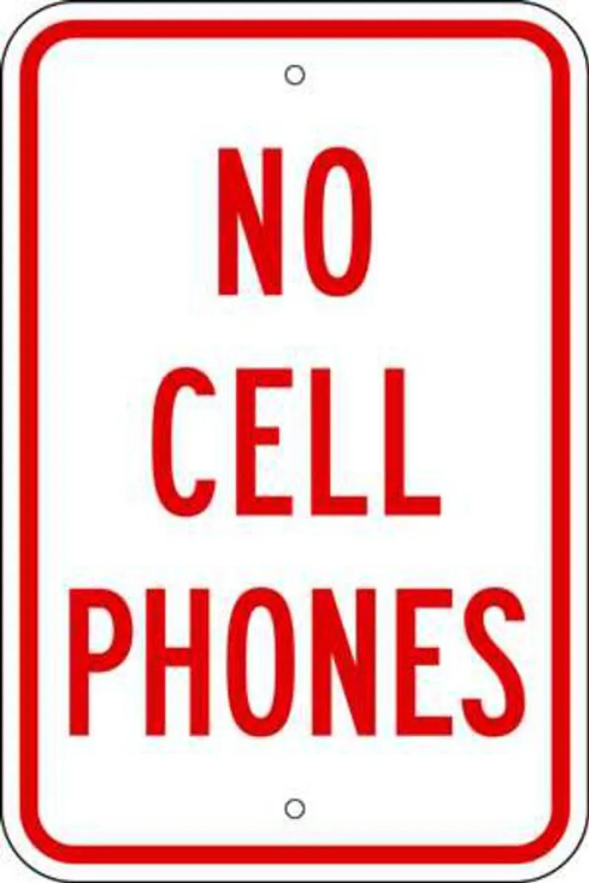 ZING Eco Parking Sign, No Cell Phones, 12Hx18W
