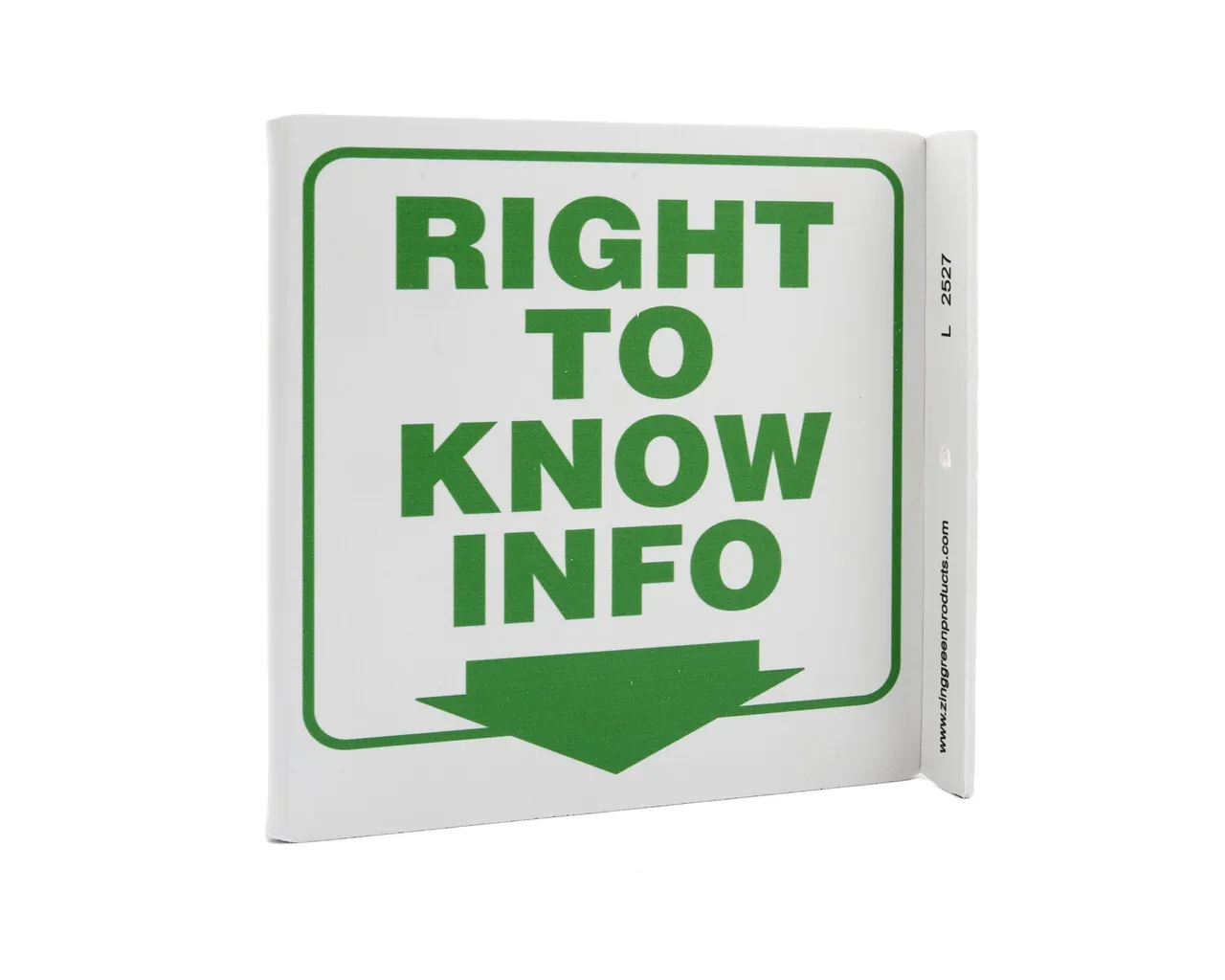 ZING 2527 Eco Safety L Sign, Right To Know Info., 7Hx2.5Wx7D, Recycled Plastic