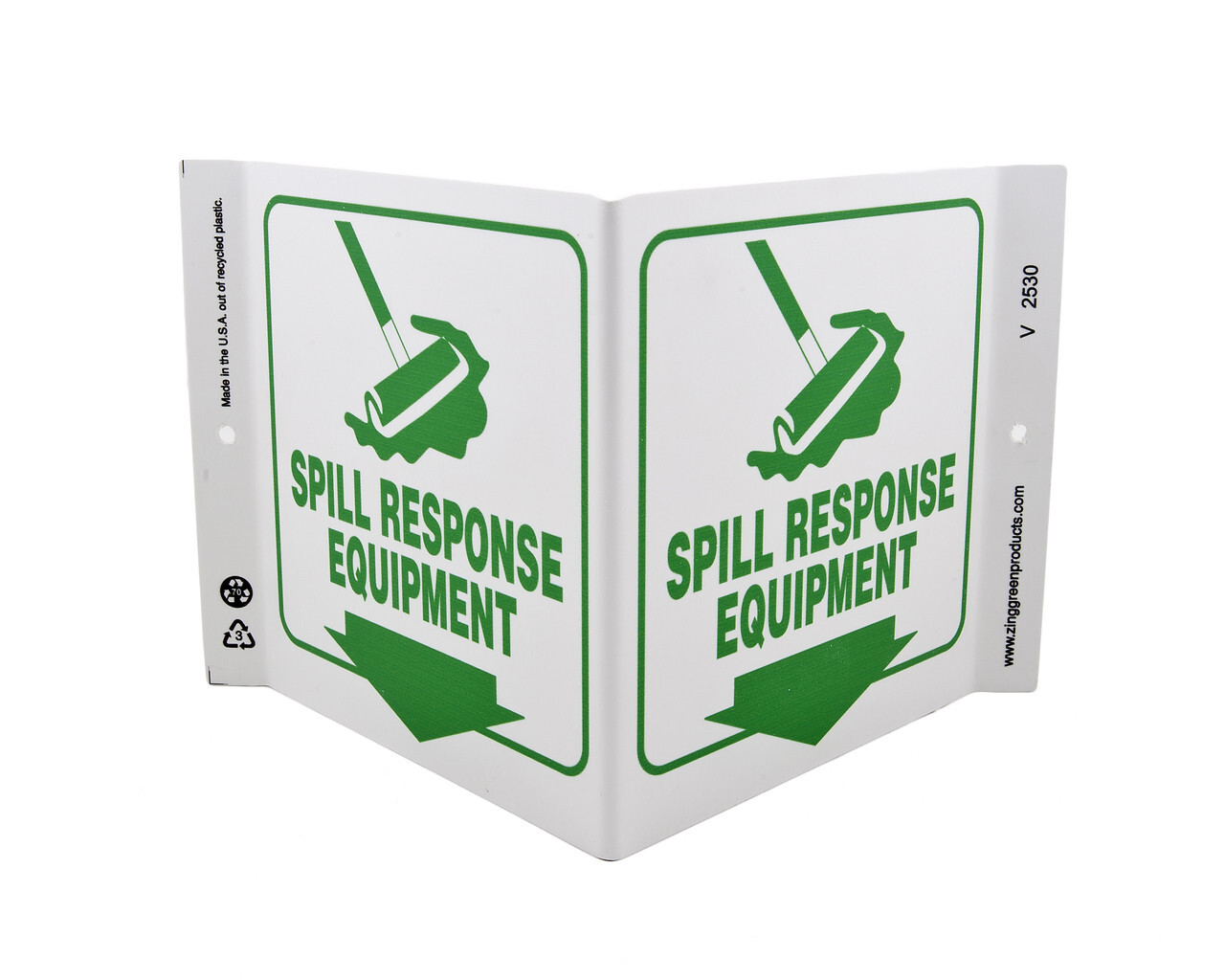 ZING 2530 Eco Safety V Sign, Spill Response Equipment, 7Hx12Wx5D, Recycled Plastic